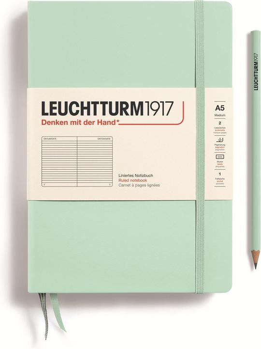 LEUCHTTURM1917 367260 Notebook Medium (A5), Hardcover, 251 Numbered Pages, Mint Green, Ruled (A5, Liniert, Harter Einband)