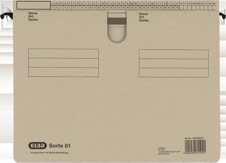 Image du produit Elba dossier suspendu type 81, pliage à onglet débordant, carton manille gris 250 g/m², rail de (A4, 1 x)