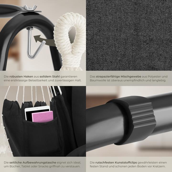 Immagine prodotto tectake Sedia sospesa Alison, stile boho, capacità di carico 160kg (160 kg)