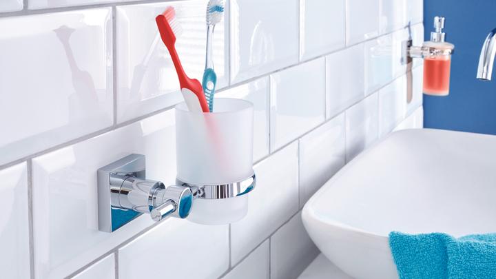 Actual product image tesa HUKK toothbrush tumbler incl. adhesive solution without drilling (9 x 12 x 9 cm)
