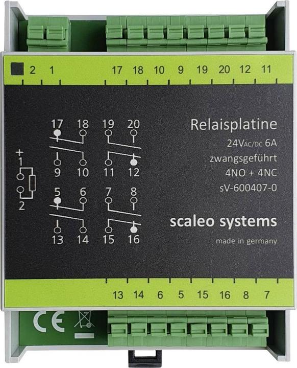 Produktbild Scaleo Systems Sicherheitsrelais mit Verpolschutzdiode, mit LED, mit Gehäuse 1 St. Typ 24V 4-fach 4