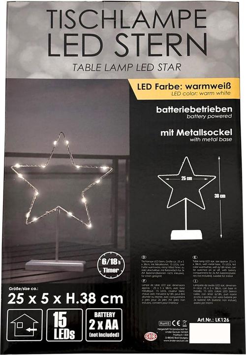 Actual product image Mojawo LED Metal Star with Stand 15 LED's