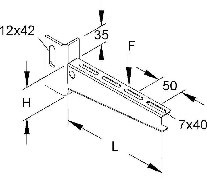 Produktbild Niedax NIE KTU300 Ausleger standard 75x310mm 2,5 kN feuerverz.