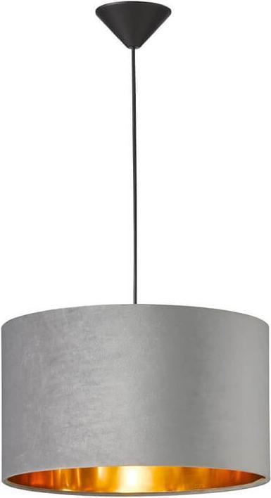 Produktbild Fischer & Honsel Honsel Aura Pendelleuchte, Hängeleuchte 40cm E27 Stoffschirm grau samt schwarz 60083 (E27)