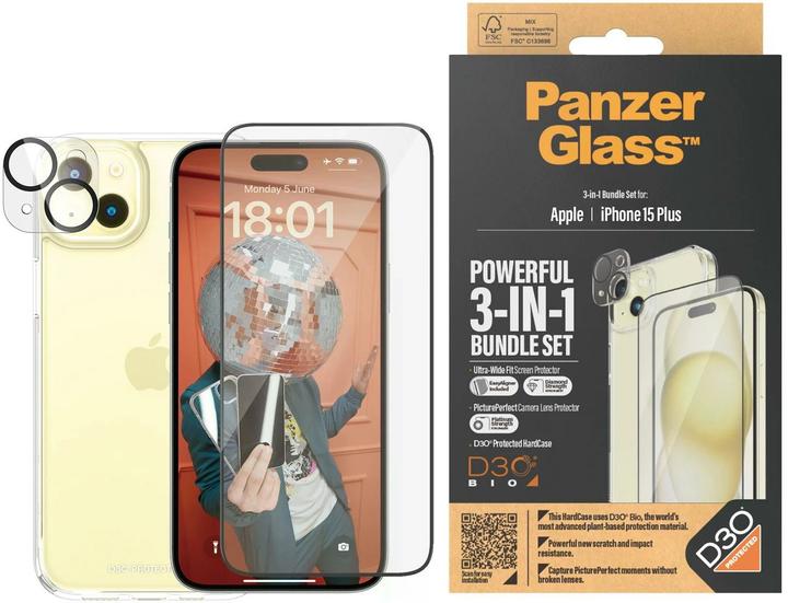 Image du produit PanzerGlass Pack 3 en 1 (1 pièce(s), Apple iPhone 15 Plus)