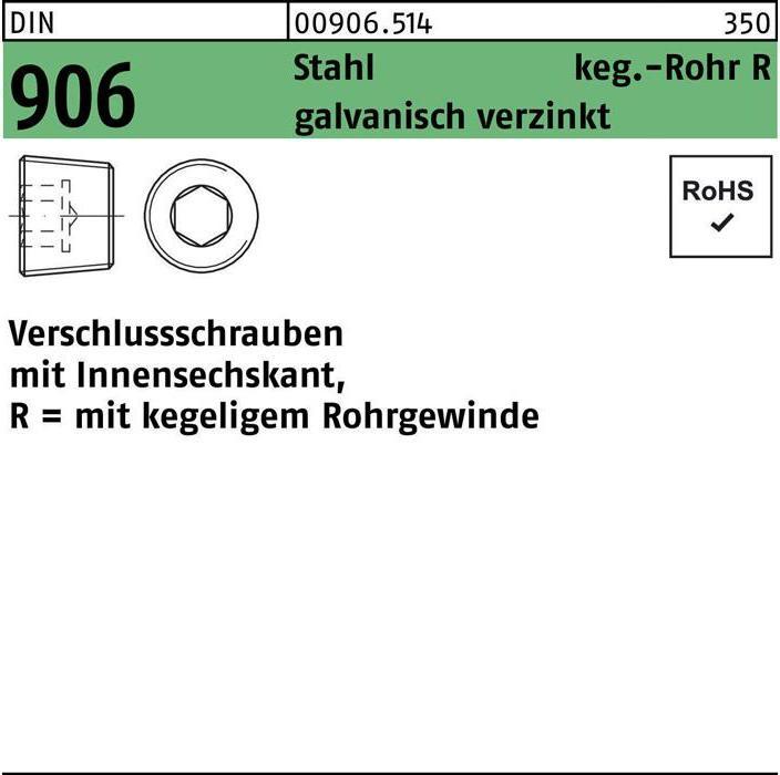 Produktbild Reyher LING L12297362 Verschlusschraube DIN906 R1/2St gelb-verz.