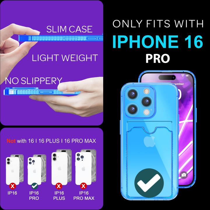 Actual product image Nalia Clear transparent neon silicone cover card holder (Apple iPhone 16 Pro)