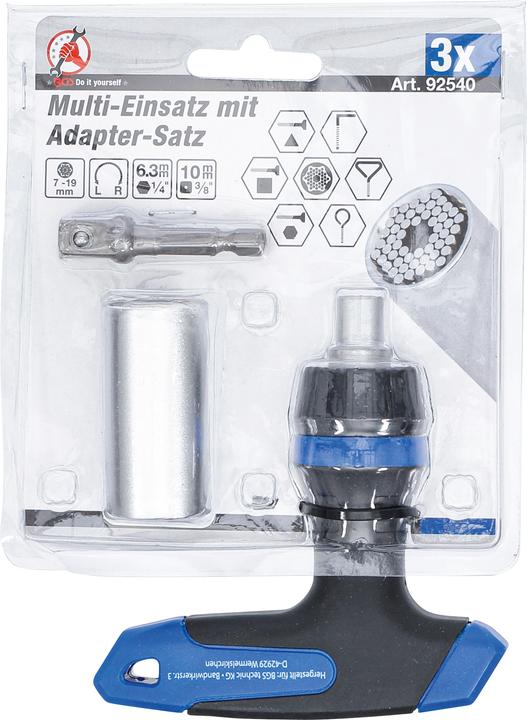 Immagine prodotto BGS Multi inserto con set di adattatori con impugnatura a T con cricchetto, reversibile 3 pz.