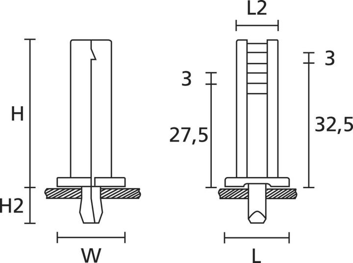 Produktbild HellermannTyton Keilsockel 18x22 mm, hitzestabil (Befestigungsschlaufen, 18 mm, 100 Stk.)