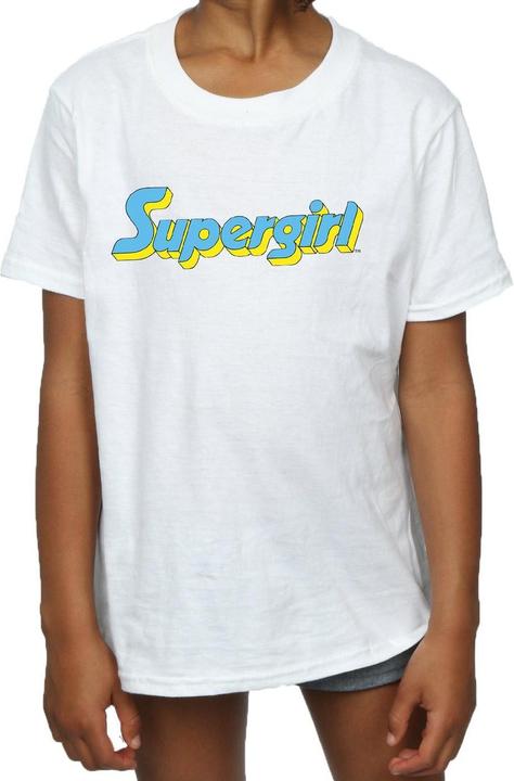 Actual product image Girls Supergirl Text Logo Cotton T-Shirt (116)