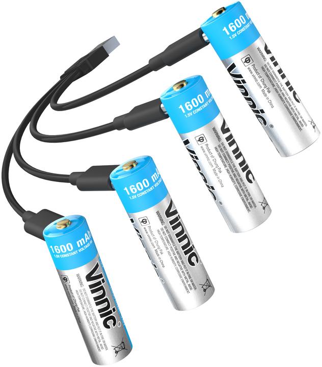 Actual product image Vinnic Rechargeable Battery AA USB-C 1600mAh 4pcs incl. Case&Charging Cable (4 pcs., AA, 1600 mAh)