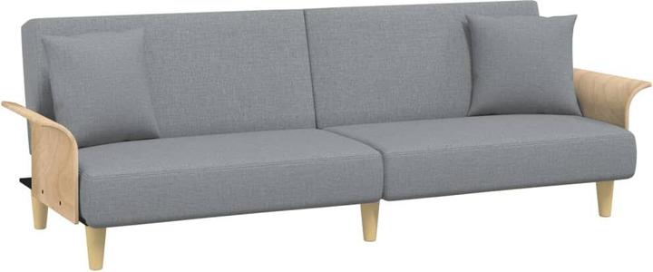 Produktbild VidaXL Schlafsofa 2 Sitzer mit Kissen Fusshocker Bettsofa Tagesbett Hellgrau Samt (Bettsofa)