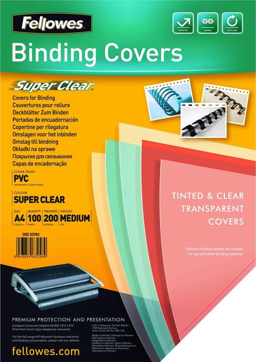 Actual product image Fellowes PVC cover sheets (A4, 150 micron)