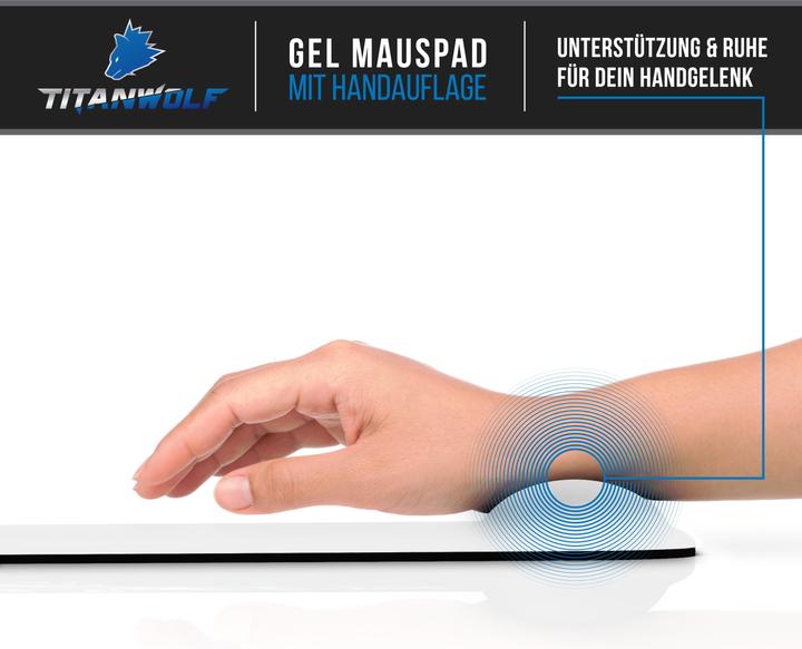 Produktbild CSL Gaming-Mauspad mit Handgelenkstütze, Büromausmatte mit Gel-Pad, abwaschbares Gel-Mauspad, weiss