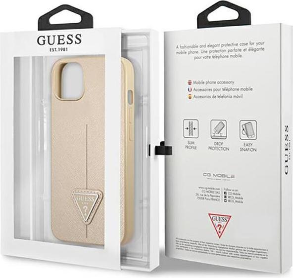 Image du produit Guess GUHCP14SPSATLE iPhone 14 6,1" beżowy/beige étui rigide SaffianoTriangle Logo (Apple iPhone 14)