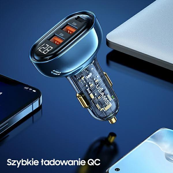Produktbild Usams Ład. sam. 1xUSB-C 2xUSB-A 125W Fast Charge transparent black CC158CC01 (US-CC158)