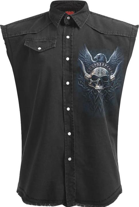 Actual product image Spiral Unisex Adult Odin's Warrior Stone Wash Sleeveless Shirt (L)