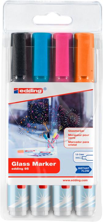 Actual product image Edding Glassboard marker set (Orange, Pink, Black, Light blue, 3 mm, 4 x)