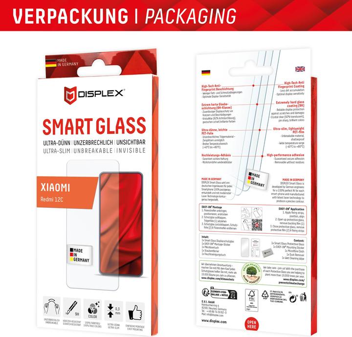 Immagine prodotto Displex Smart Glass, Displayschutzfolie (1 Pezzo/i, Xiaomi Redmi 12C)