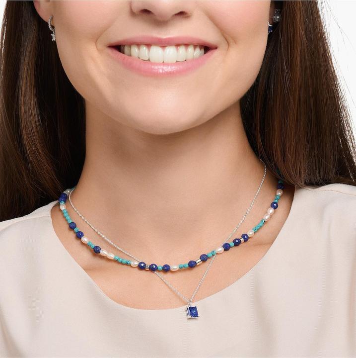 Immagine prodotto Thomas Sabo Collana con pietre e perle blu (Argento 925, 45 cm)