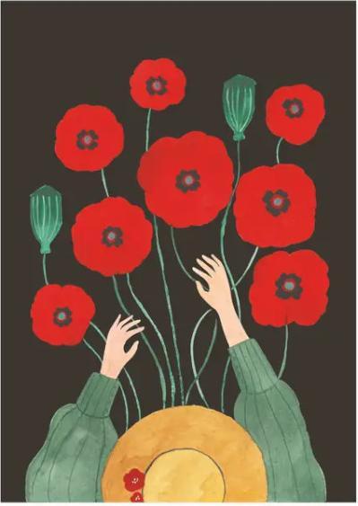 Actual product image Polka Paper Postcard poppies