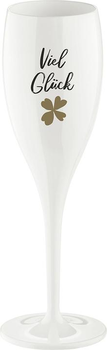 Koziol Sektglas 100 ml mit Druck CHEERS No. 1 VIEL GLÜCK (10 cl, 1 Gläser, Sektgläser)