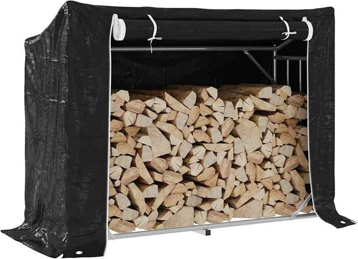 Produktbild VidaXL Brennholzregal mit Regenschutz 151x60,5x110,5 cm Stahl Verzinkt