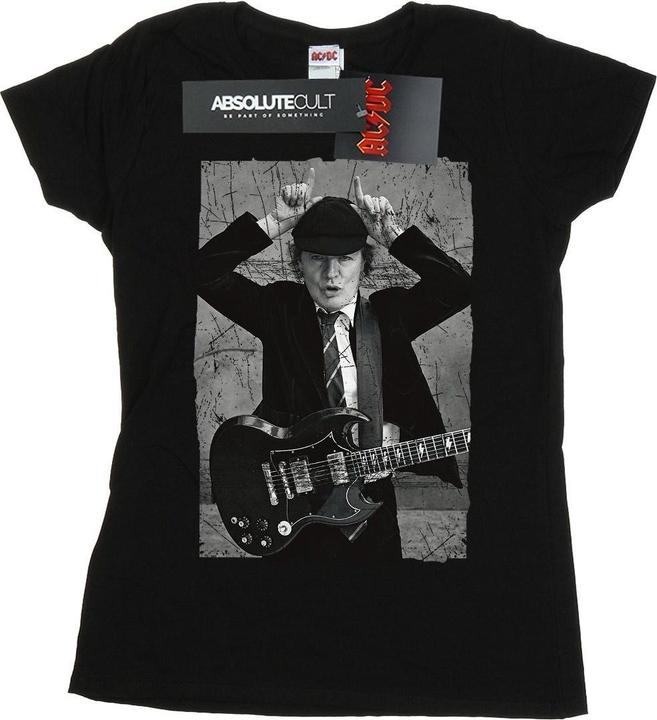 AC/DC Angus Young Distressed Foto TShirt aus Baumwolle