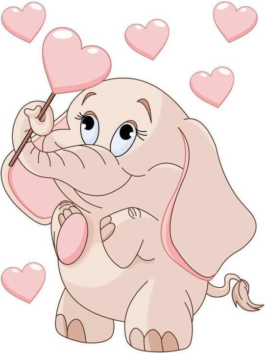 Actual product image Trenddeko Baby elephant with hearts (45 x 60 cm)