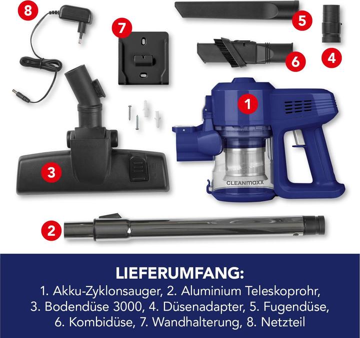 Produktbild CleanMaxx Akku Hand und Stielsauger