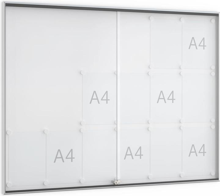 Wsm Schiebetürschaukasten 18 x DIN A4 B1350xH1050mm Rahmen eckig für Innenbereich