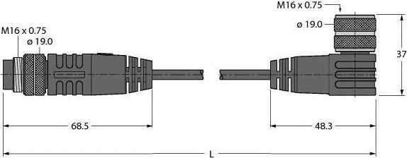 Produktbild Turck Aktuator- und Sensorleitung Verbindungsleitung BSM-BKWM19-E01-3/S90 (3 m)