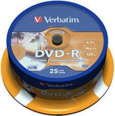 Produktbild Verbatim DVD-R, 16x, 4.7GB, 25er Spindel, Glanz bedruckbar (25 x)