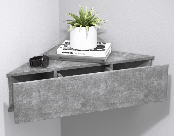 Produktbild VCM Holz Wandschublade Nachtschrank Wandboard Eckregal Schublade Konsole Nachttisch Usal S (60 x 43 x 15 cm)