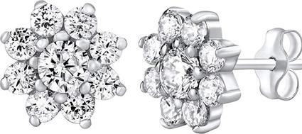 Actual product image Silvego Silver earrings of clear zircon for the purse (925 Sterling silver)