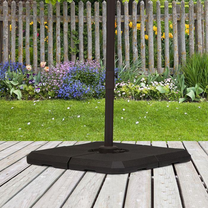 Image du produit Swisshandel24 Poids de parapluie, porte-parapluie 4 pièces, à remplir avec 80 eau ou 120 sable, HDPE, noir