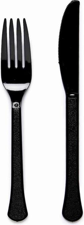 Actual product image Amscan Black knife and fork set 24 pieces (24 Piece, Knife)
