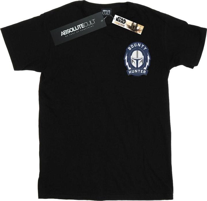 Actual product image Star Wars Mens The Mandalorian Bounty Hunter Badge Breast Print T-Shirt (M)