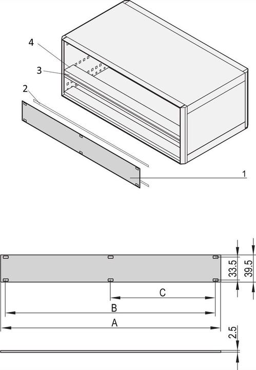 Produktbild Schroff Frontplatten ungeschirmt - TEILFRONTPLATTE 1HE 84TE