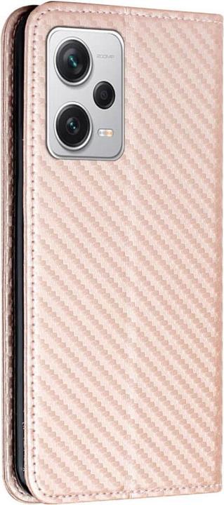 Produktbild Cover-Discount Xiaomi Poco X5 Pro - Carbon Look Flip Case Hülle rosa (Xiaomi Poco X5 Pro, Xiaomi Redmi Note 12 Pro 5G)