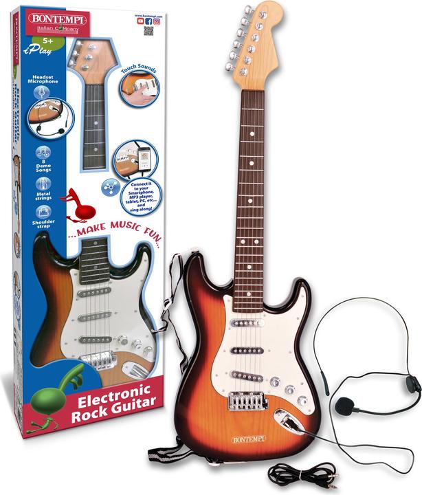 Actual product image Bontempi Electric guitar with guitar strap and microphone (Multilingual)