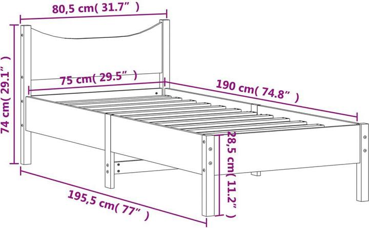 Actual product image VidaXL Pine bed (75 x 190 cm)