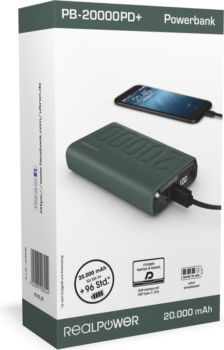 Produktbild RealPower PB-20000 PD+ (20000 mAh, 18 W)