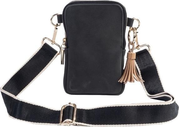 Image du produit Artebene MAJOIE Etui pour téléphone portable en cuir nubuck noir - Sac à bandoulière végétalien avec touches