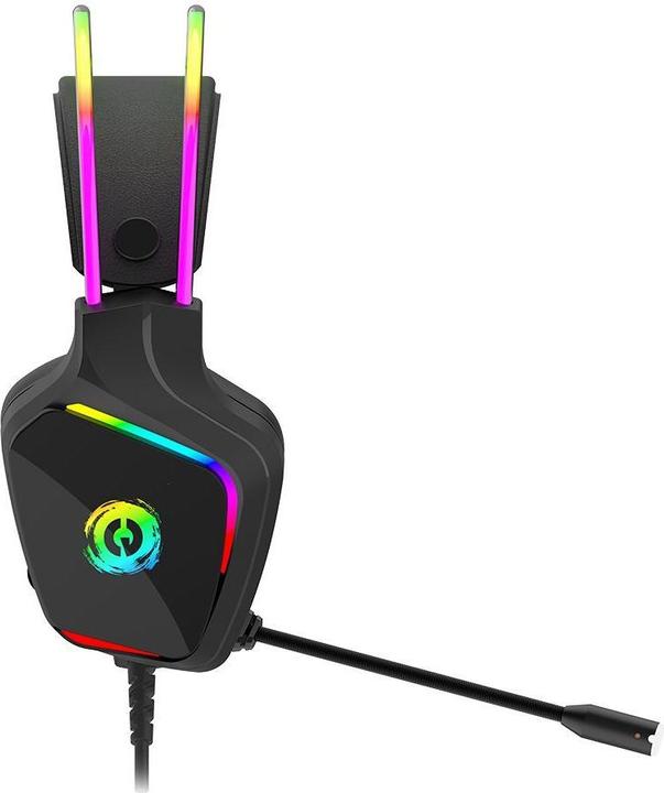 Actual product image Canyon GH-9A, Darkless gaming headset, USB / 2x 3.5mm jack, 2m cable, multicolour RGB backlight, black (Cable)