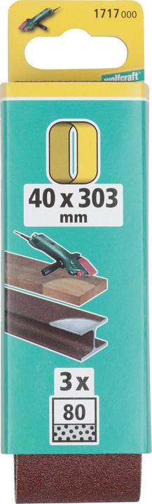 Produktbild wolfcraft wolfcraft 3 Gew.-Schleifbänder Korund K80 40x303 (80)