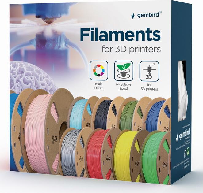 Immagine prodotto Gembird Filamento, PLA Silk Ice, 1,75 mm, 1 kg (PLA, 1.75 mm, 1320 g, Blu)