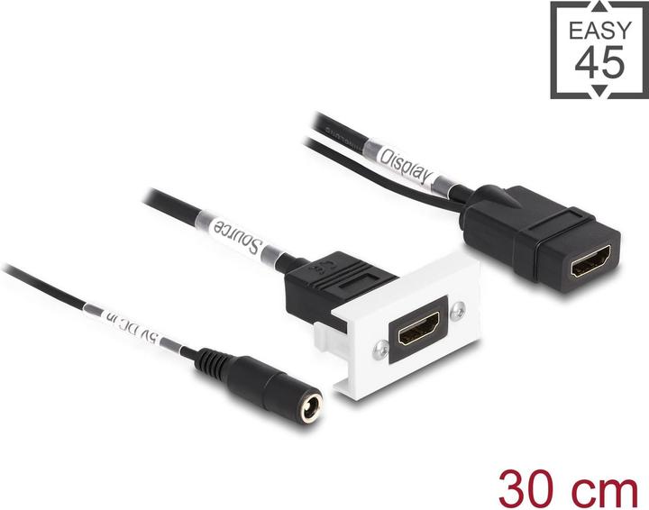 Actual product image Delock Adapter Easy45 4K60Hz HDMI-A - HDMI-A/Power Jack (0.23 m, HDMI)
