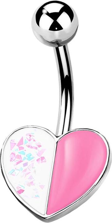Produktbild Star Piercing Banane silber Herz Opal Glitter und emaille pink (Chirurgenstahl 316L, Messing)