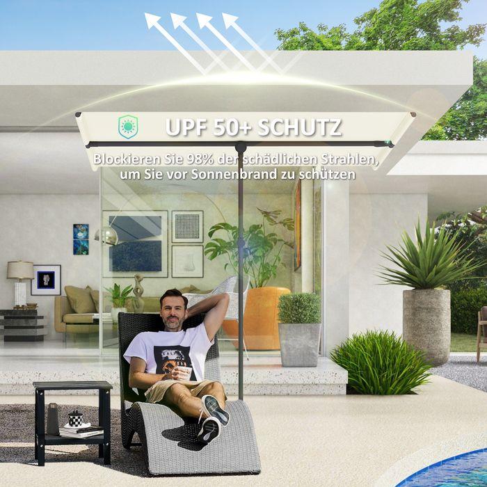 Actual product image Swisshandel24 Sonnenschirm 180 Grad drehbar Höhenverstellbar Alu 150x205cm Beige (2.05 m)